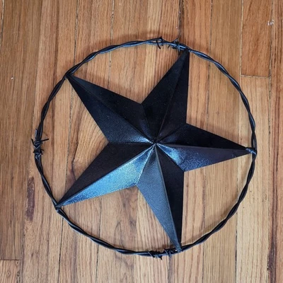 "Estrella decorativa de metal de 14"" con anillo de cuerda retorcida rústica decoración de puerta de pared"  Foto 1 de 4