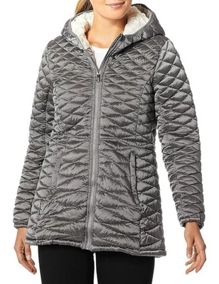 Abrigo acolchado con capucha de titanio Steve Madden Glacier Shield pequeño nuevo con etiquetas para mujer Foto 1 de 4
