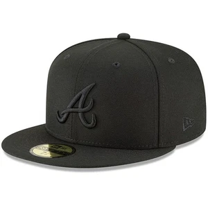 Men's New Era Black Atlanta Braves Primary Logo Basic 59FIFTY Fitted Hat - Picture 1 of 6