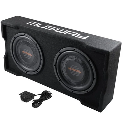 Auto Subwoofer 25cm Downfire mit Passivmembran, Aktiv + Verstärker Musway MF210A - Bild 1 von 3