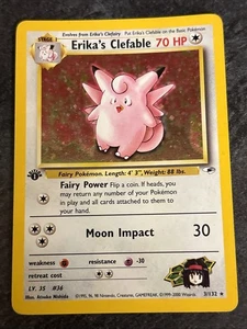 Tarjeta Holo Pokemon Erika's Clefable 3/132 1ª Edición - Imagen 1 de 8