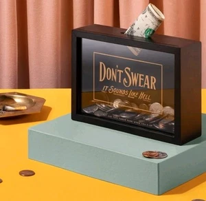 New! Brass Monkey Don’t Swear Coin Bank – Funny Piggy Bank with Black Wooden - Picture 1 of 6