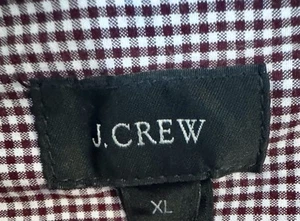 J. CREW Men’s XL Long Sleeve Button Up Maroon&White Check Curved Hem 100%Cotton - Picture 1 of 11