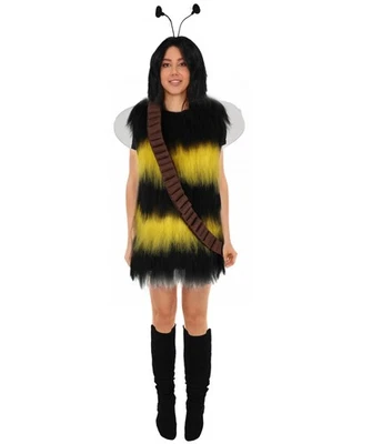 Disfraz de abeja asesina corta multicolor multicolor para mujer adulta adecuado para Halloween Foto 1 de 4