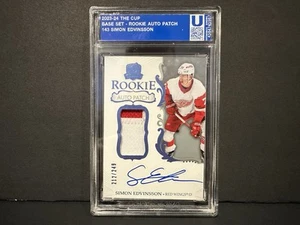 Parche automático de novato UD The Cup Simon Edvinsson 2023/249 Detroit Red Wings RC #143 - Imagen 1 de 18