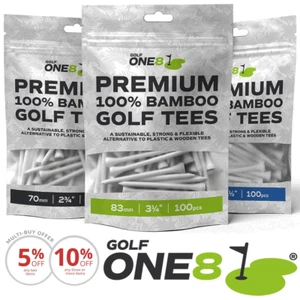 GOLF ONE8 ULTRA STRONG BAMBOO GOLF TEES X 100 TEE BUMPER PACKS / MULTI-BUY DEALS - Picture 1 of 6