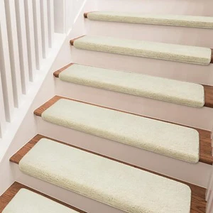 PURE ERA Bullnose Plush Carpet Stair Treads Cover Set Non-Slip Tape Free 8colors - Picture 1 of 72