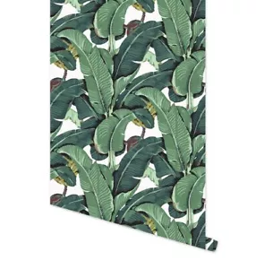 Banana Leaf Peel& Stick Wall Decoration Self-Adhesive Wallpaper 17.7"x116" - Picture 1 of 11