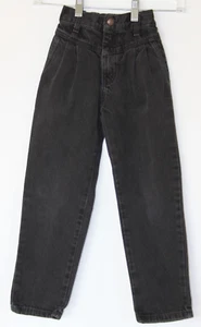 VTG HIGH SIERRA GIRLS CLASSIC BLACK DENIM JEANS SZ 6x REG 90s ELASTIC WAIST BACK - Picture 1 of 15