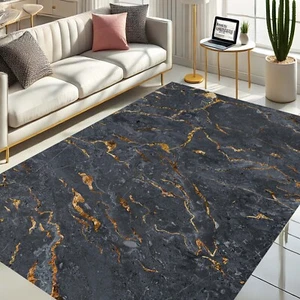 Dunkles Steinmuster, goldene Streifen, moderner Chic, anspruchsvolles Wohndesign - Bild 1 von 11