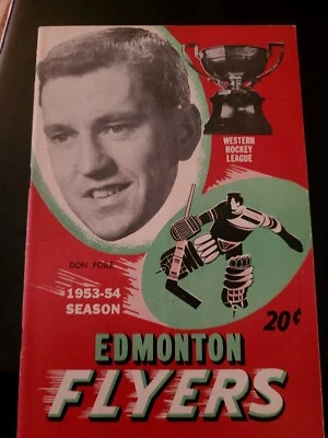 1953-54 EDMONTON FLYERS PROGRAMA GLENN HALL NHL PORTERO DE HOCKEY WHL ALBERTA HHOF  Foto 1 de 4