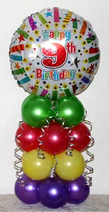 9TH BIRTHDAY - AGE 9 BALLOON DISPLAY - PARTY TABLE DECORATION - NO HELIUM NEEDED - Picture 1 of 1