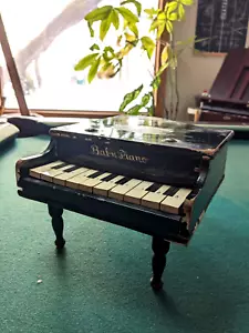 Vintage Child's Toy Piano Baby Orchestra 8 Inch Wide Black - Picture 1 of 8