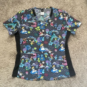 Disney Alice In Wonderland Scrub Top Size Medium - Picture 1 of 24