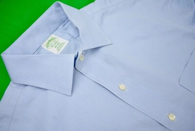 Camisa de Vestir Brooks Brothers Azul/Blanco Microcheck Cuello Punta Talla: 15.5-33 Foto 1 de 4