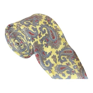 Christian Dior Silk Tie Men’s Necktie Paisley Classic Yellow EUC - Picture 1 of 5
