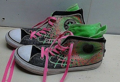 Scarpe da skate sneaker sportive Converse Youth 4M 36 All Star tela rosa verde