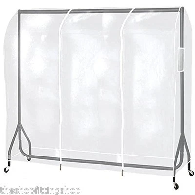 THE SHOPFITTING SHOP Housse de protection pour rail à vêtements PEVA transparent transparent résistant de 5 pieds de long