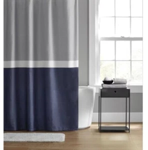 Simply Essential 72-Inch X 98-Inch Colorblock Shower Curtain in Blue Grey - Picture 1 of 1