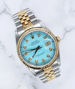 Gents Steel & Gold Rolex Datejust Tiffany Blue Diamond Dial with Box & Papers. - Picture 1 of 12