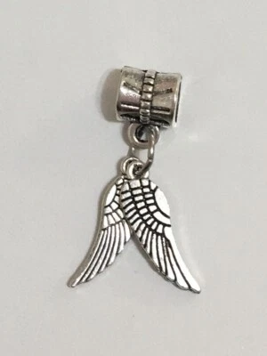 Angel Wings ￼Dangle Charm Spacer Slider Bead For European Snake Chain Bracelet - Image 1 of 4