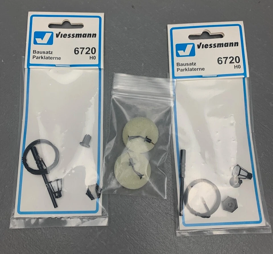 Lámparas de estacionamiento HO Viessmann 2X 6720 con LED y 2X lámparas montadas en la pared HO2458 LZ Foto 1 de 4