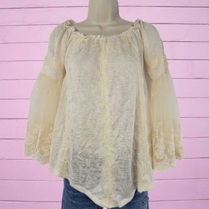 American Rag Ivory Lace bell sleeve top Medium - Picture 1 of 3