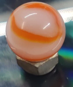 Remolino de mármol naranja blanco rosado vintage 0,61"" raro difícil de encontrar - Imagen 1 de 5