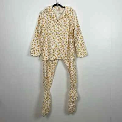 Conjunto de pantalón de pijama de franela Sears para mujer 36 pantalón de cintura elástica con botones vintage Foto 1 de 4