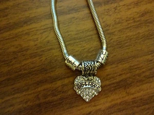 BELIEVE ALLOY RHINE STONES HEART AND CHARM BRACELET 7.5" NEW PRETTY - Picture 1 of 3