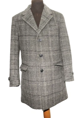 SUPERB BY NICOLE FARHI CHECK UNLINED GREY OVERCOAT 40'' R - Image 1 of 4