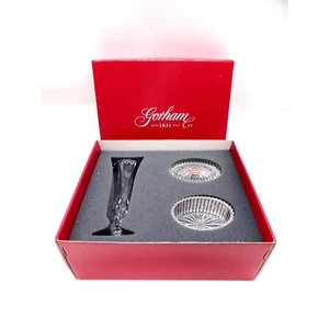 Footed Fine Crystal Bud Vase/ Covered dish by Gorham 7-7/8" tall Germany - Picture 1 of 5