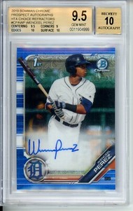 2019 Bowman Chrome HTA Choice Refractor Autograph -  Wenceel Perez 109/150 BGS