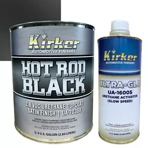 0.75 Gal Kirker Hot Rod Black Satin Car Paint UA-70388 & Slow Ultra-Glo UA-1600S - Picture 1 of 4