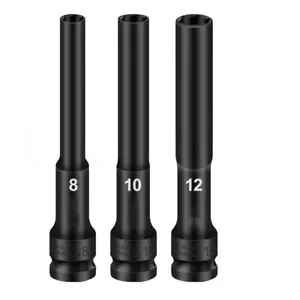 Hex Socket 3pcs Black Chrome Vanadium Steel For AC Electric Wrench High Hardness - Picture 1 of 17