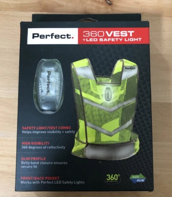Perfect 360 Vest + LED Safety Light, Neon Florescent Yellow Green **BRAND NEW** - Image 1 of 4