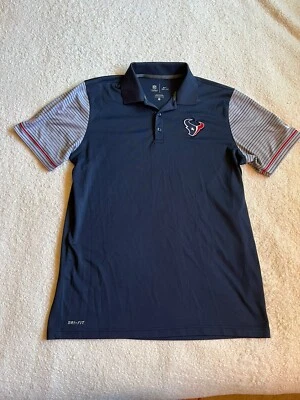 Nike Houston Texans Polo Hombres Grande Azul Rayas NFL Equipo Golf Fútbol Foto 1 de 4