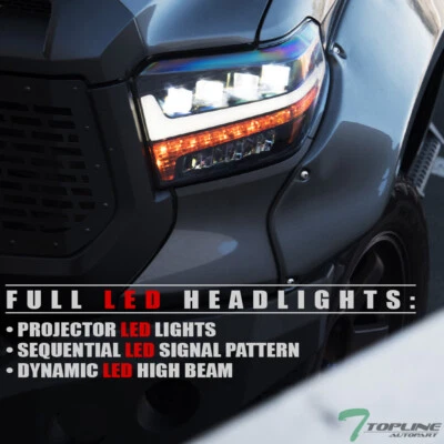 Topline For 14-21 Toyota Tundra Full LED Sequential Projector Headlights - Black - Image 1 of 4