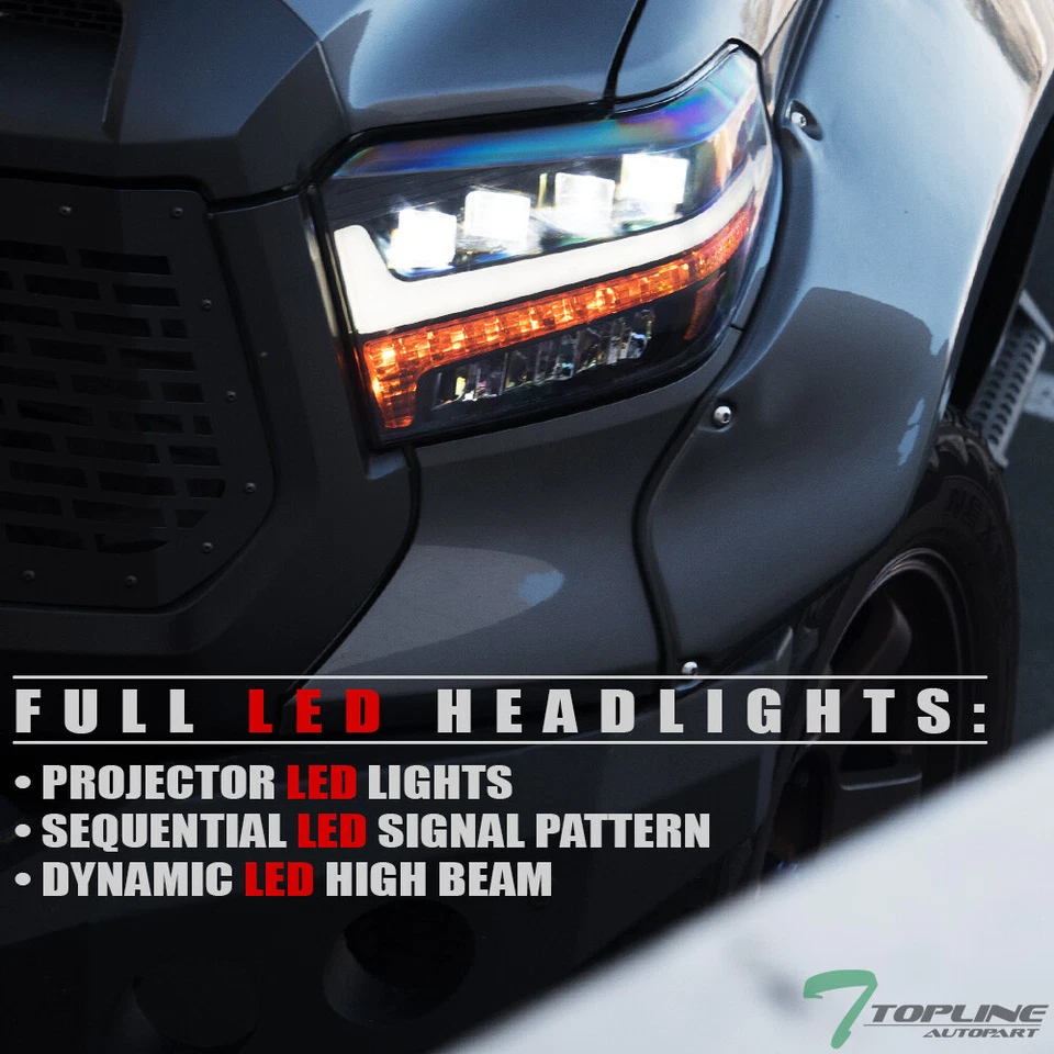 Topline For 14-21 Toyota Tundra Full LED Sequential Projector Headlights - Black - Image 1 of 4