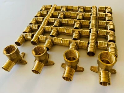 EEIELD EFIELD(34PCS)3/4" PEX Fittings Drop-Ear Elbow(4P),Coupling, Tee,Elbow(10P/EA)