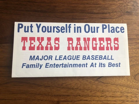 1977 Texas Rangers  Vintage  Schedule & Season Ticket Application Cover