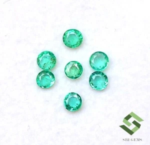 Smeraldo naturale taglio tondo 3 mm lotto 07 pezzi 0,64 CTS pietre preziose sfuse non trattate - Foto 1 di 7