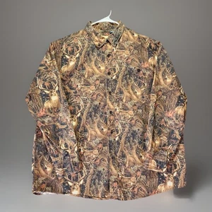 Legacy Falls Deer Hunting Scene Button Up Shirt XL Camo Forest Outdoors Cotton - Picture 1 of 7