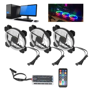 3Pcs Rgb Case Fan 120Mm Super Quiet Rgb Multiple Light Modes Shockproof Desi HEN - Picture 1 of 24