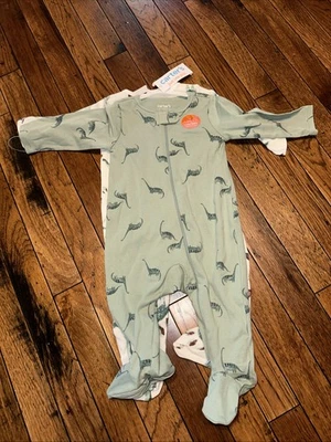 Carter's Baby 2pk Sleep N' Play Zip Up Sleepers Dinosaurs Size Newborn NWT - Image 1 of 4