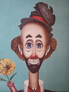 RED SKELTON CLOWN OIL PAINTING REPRODUCTION TRAMP CLOWN PRINT COA - Picture 1 of 6