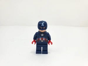 Lego Figurine Minifigure Super Heroes Captain America Dark Blue Suit Helmet - Picture 1 of 2