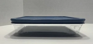 Pyrex 7210 3-Cup Rectangle Glass Storage Dish With 7210 Plastic Blue Cover READ - Picture 1 of 16