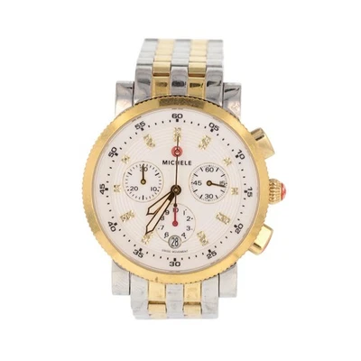 Reloj para hombre Michele Sport Sail esfera blanca cuarzo acero inoxidable con detalles de diamantes Foto 1 de 4