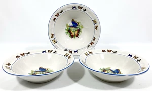 Tabletops Unlimited Schmetterlinge 3 Rand Müsli Suppe Schüsseln 7 1/4" blauer Rand Set - Bild 1 von 18